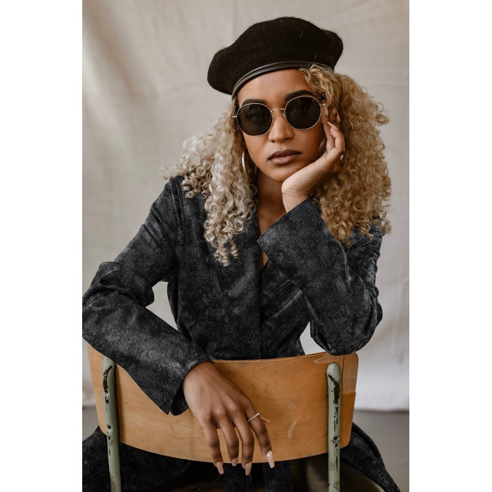 Mākslīgā āda ar elastānu - melna 250 g/m²