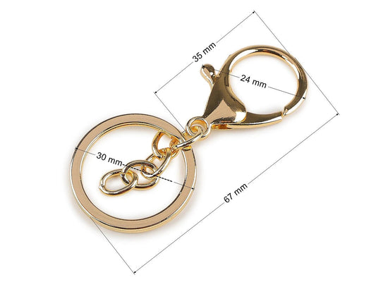 Metāla atslēgu piekariņš klipsis|24 x 35 mm| zelta vai sudraba