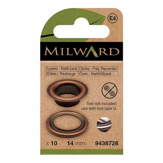 Metāla gredzeni, Luversi 14 mm (10 gab.) Milward - antīks