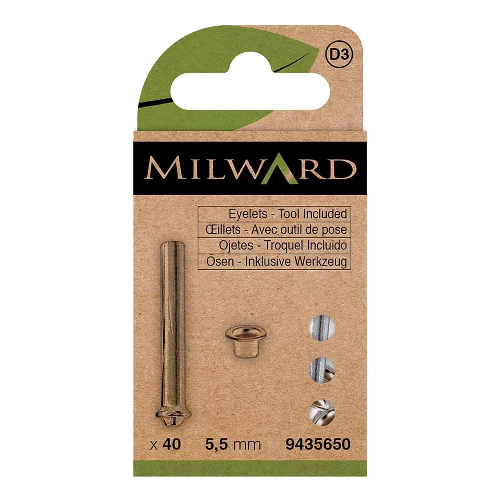 Metāla gredzeni Luversi ar instrumentu Ø 5.5mm (40 gab.) Milward - sudraba