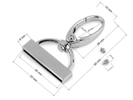 Metāla karabīne ar galu 30 mm platām siksnām|dažādu toņu