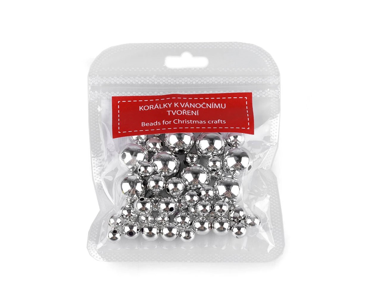 Metāliskas plastmasas pērlītes, dažadi izmēri (48 gab.)