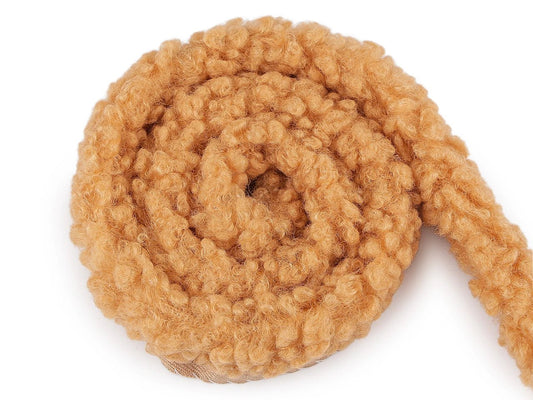 Image of soft, decorative imitation lambswool trim ribbon - 1 m – available online at Šarlotes audumi