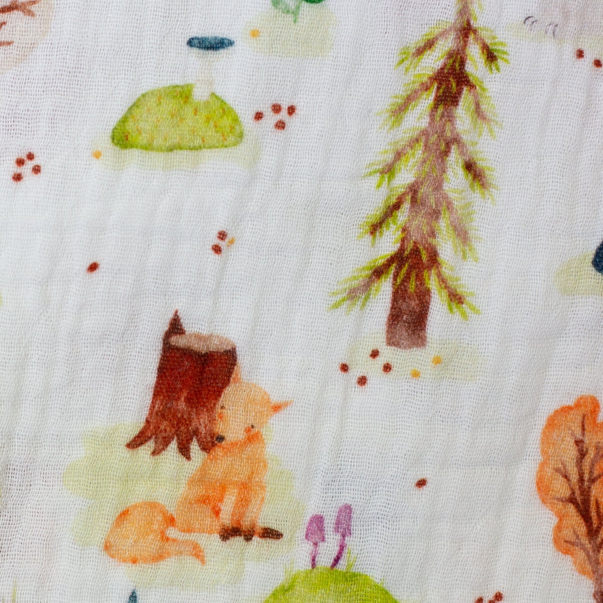 Muslīns - lācis ar lapsu mežā 130 g/m²