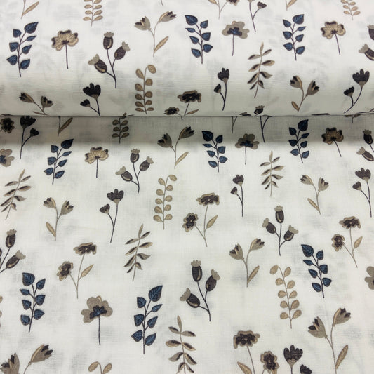 Muslīns - lapiņas pelēkos un tumši zilos toņos 140 g/m²