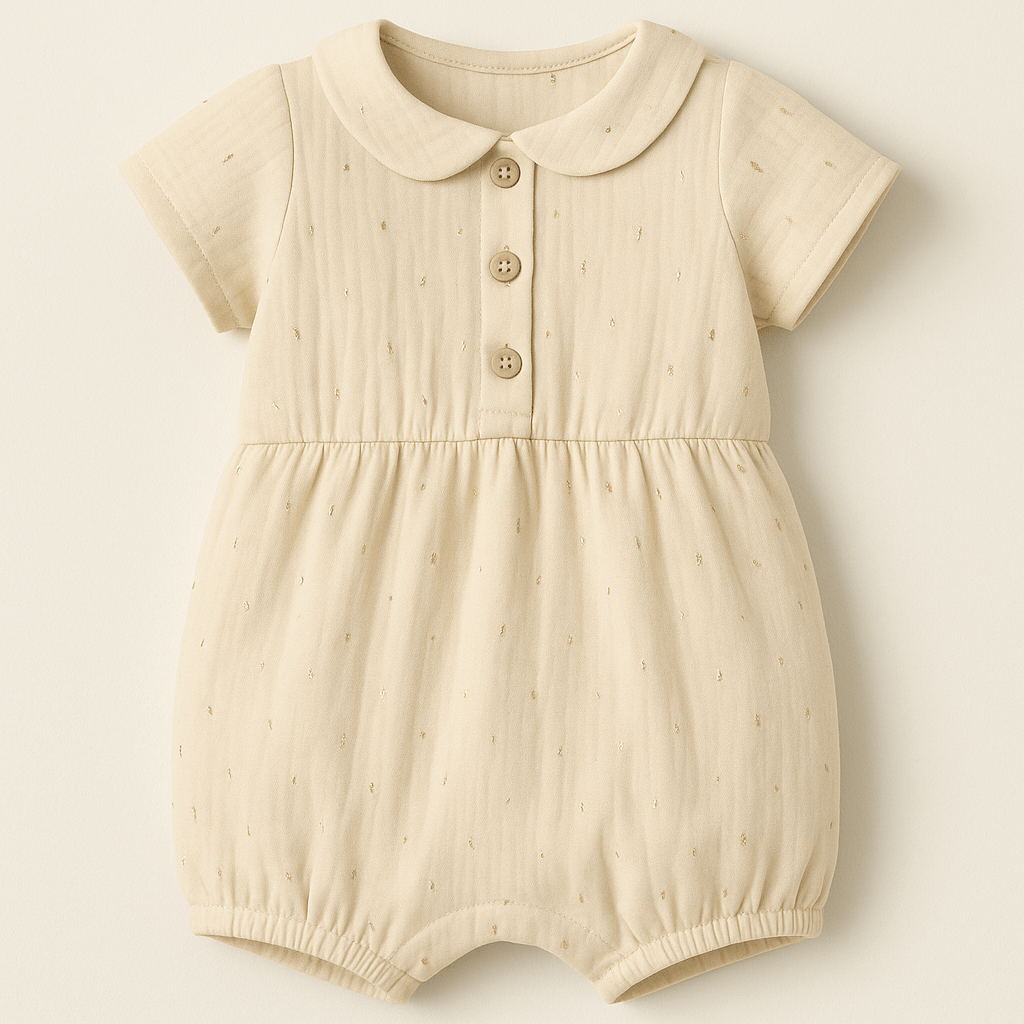 Muslīns - zelta punktiņi uz silti balta 125 g/m²