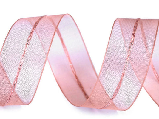 Organza lente ar lureksu | 26 mm, 5 m|dažādu toņu