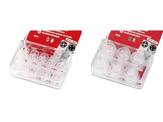 Attēls ar Piešujamas caurspīdīgas plastmasas spiedpogas – 7 mm, 10 mm, 13 mm un 15 mm – pieejams internetā Šarlotes audumi
