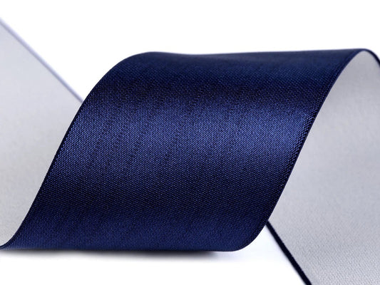 Plakanā gumija satīna 5 cm - tumši zila