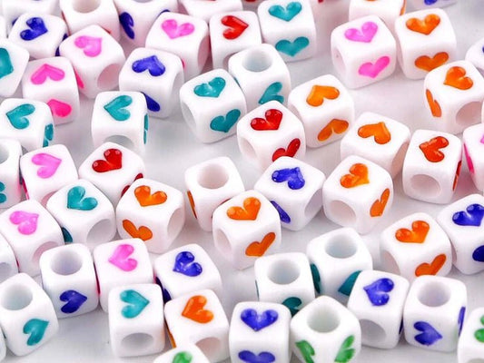 Plastmasas krellītes ar sirsniņām, kubiņi 6×6 mm| 10 g