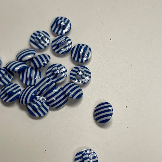 Pogas uz kājiņas 13 mm - zilas un baltas svītrotas