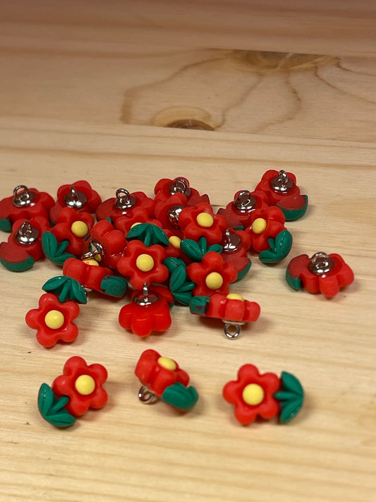 Pogas uz kājiņas 16 mm - puķīte ar kātiņu