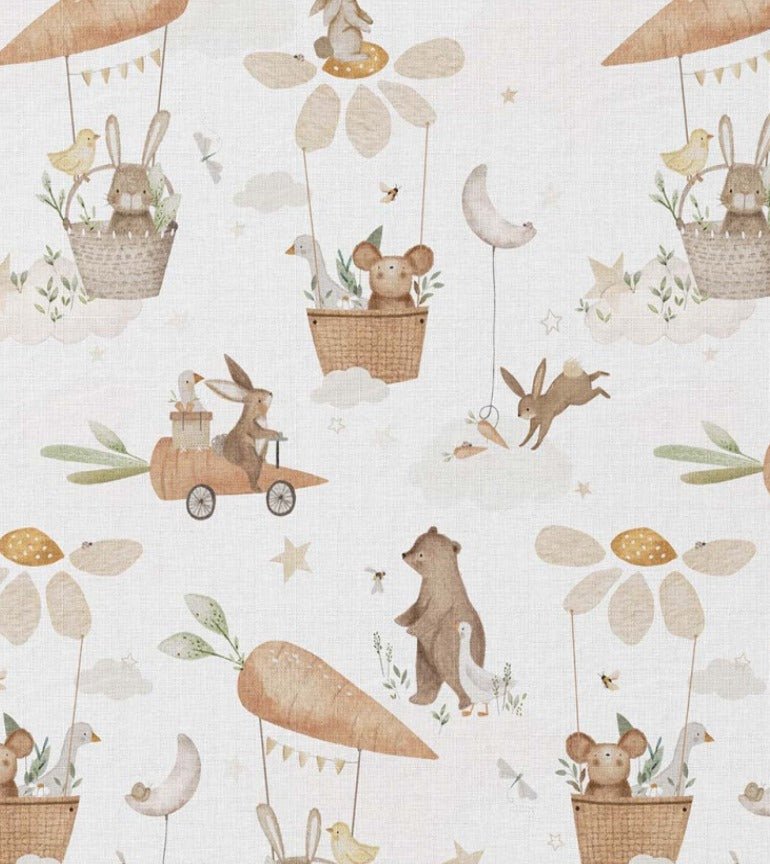 Attēls ar Premium 100% kokvilnas audums - garausīši ar burkāniem 115 g/m² – pieejams Šarlotes audumi