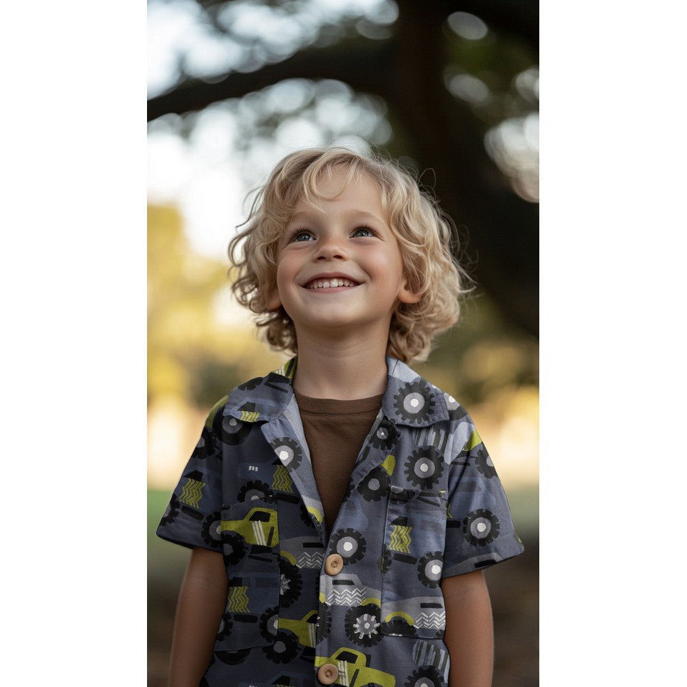 Premium 100% kokvilnas audums - monstru mašīnas 115 g/m²