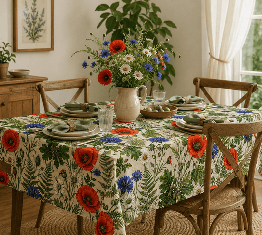 Attēls ar Premium 100% kokvilnas audums - pļava vasarā 120 g/m² – pieejams Šarlotes audumi