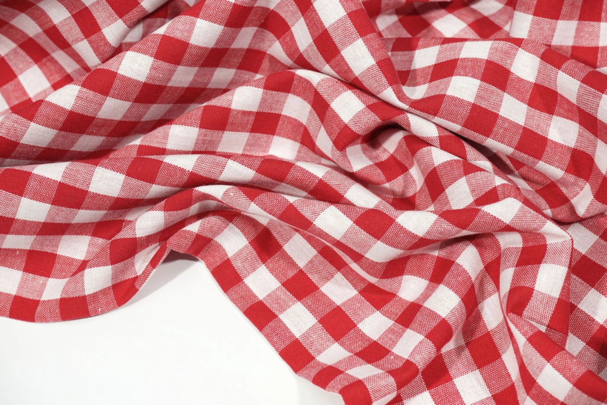 Premium 100% kokvilnas audums - sarkans rūtains 115 g/m²