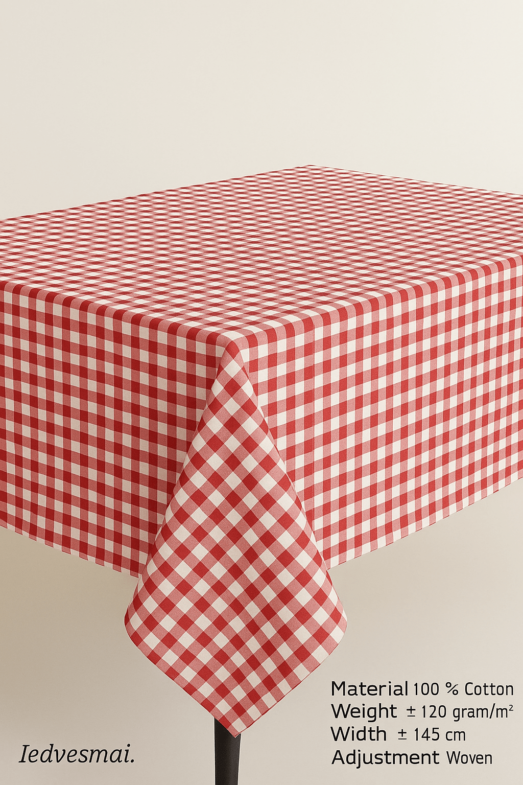 Premium 100% kokvilnas audums - sarkans rūtains 115 g/m²