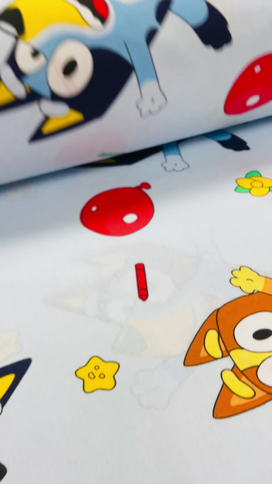 100% Kokvilnas audums- Bluey 220cm 146 g/m²