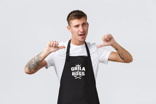 Attēls ar Priekšauts melns "Grila boss" – pieejams Šarlotes audumi