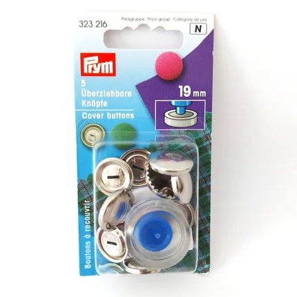 Attēls ar Prym pogas pārvelkamās ar veidni | 19 mm | 5 gab. | sudraba/zeltainas – pieejams Šarlotes audumi