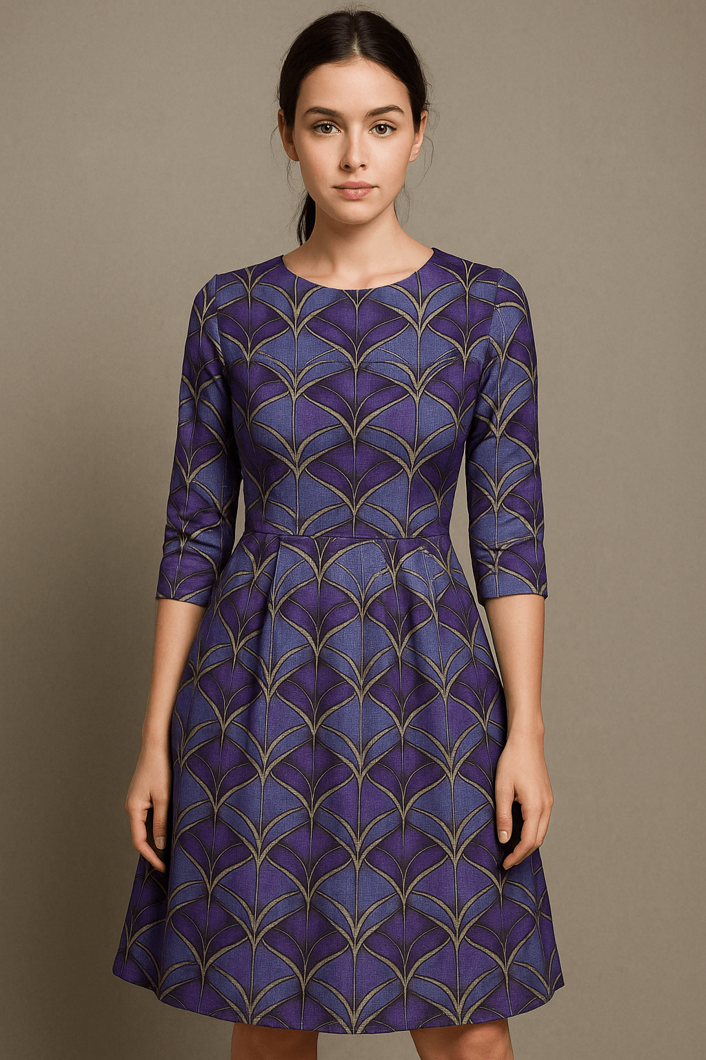 Punta di Roma trikotāžas audums - violets abstraksts raksts 240 g/m²