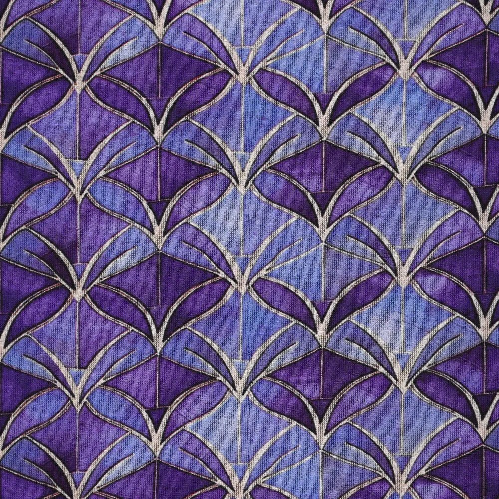 Punta di Roma trikotāžas audums - violets abstraksts raksts 240 g/m²
