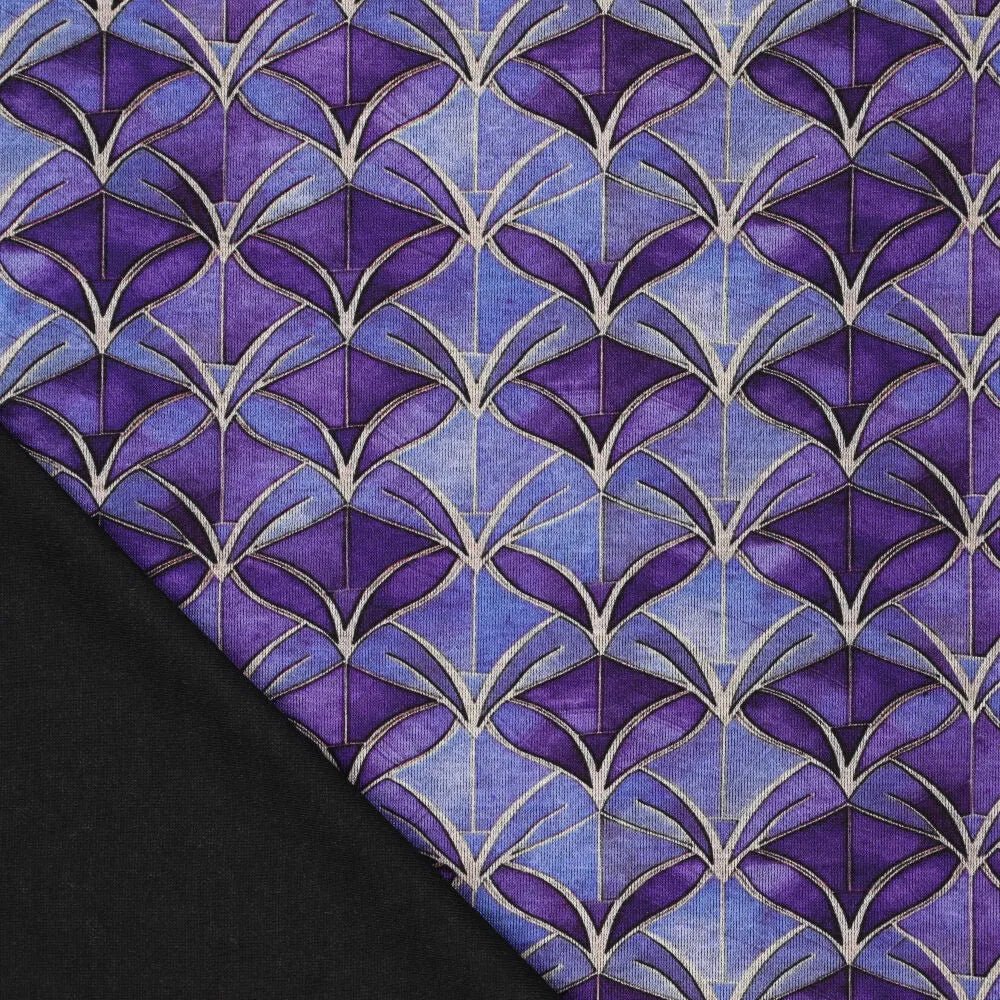 Punta di Roma trikotāžas audums - violets abstraksts raksts 240 g/m²