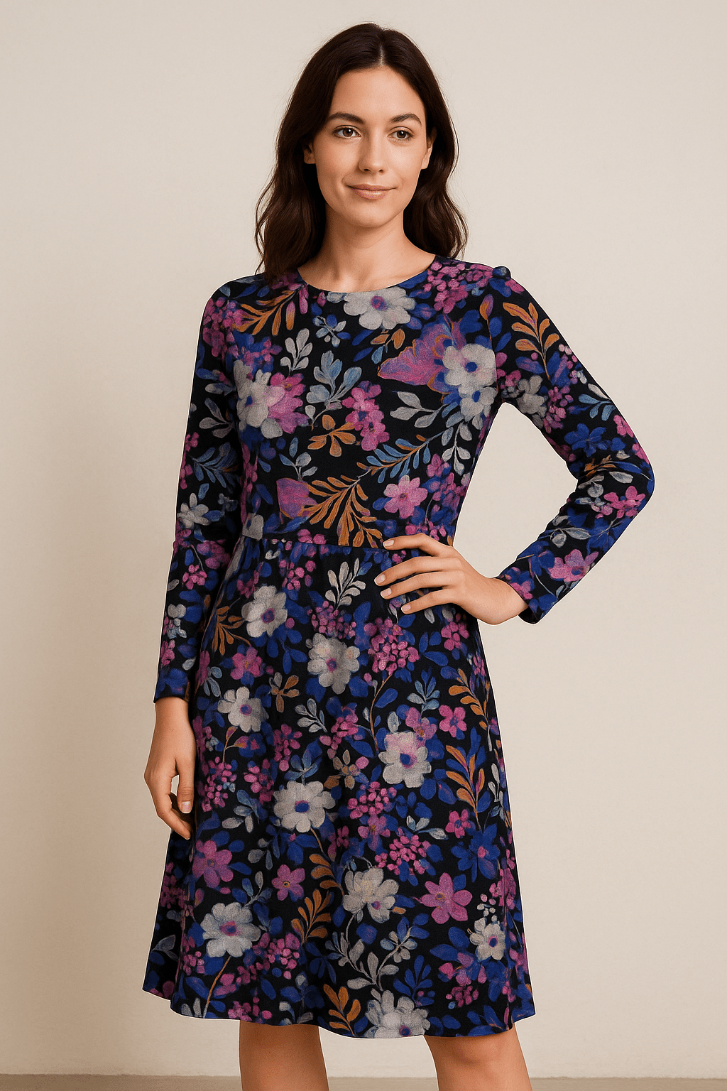 Punta di Roma trikotāžas audums - ziemas ziedi 240 g/m²