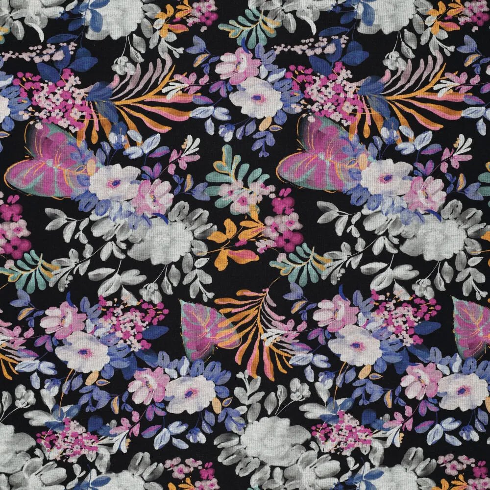 Punta di Roma trikotāžas audums - ziemas ziedi 240 g/m²