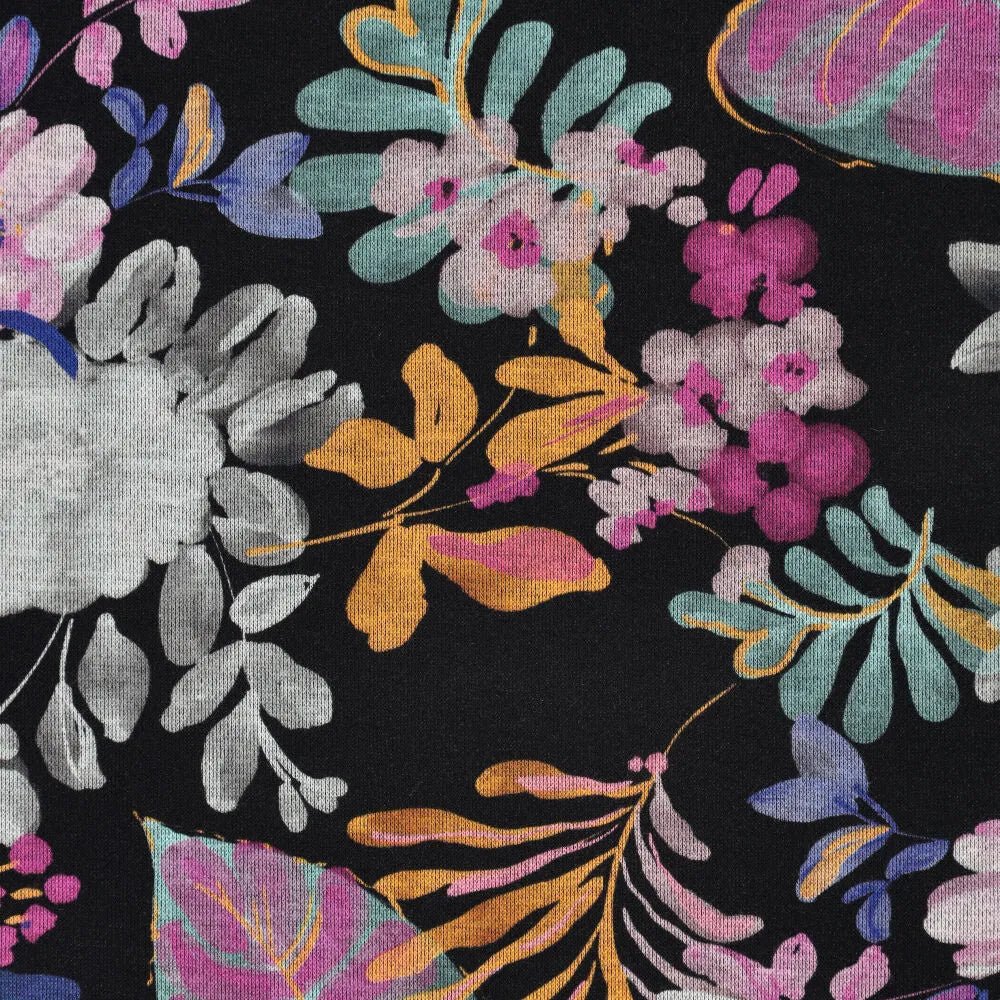 Punta di Roma trikotāžas audums - ziemas ziedi 240 g/m²