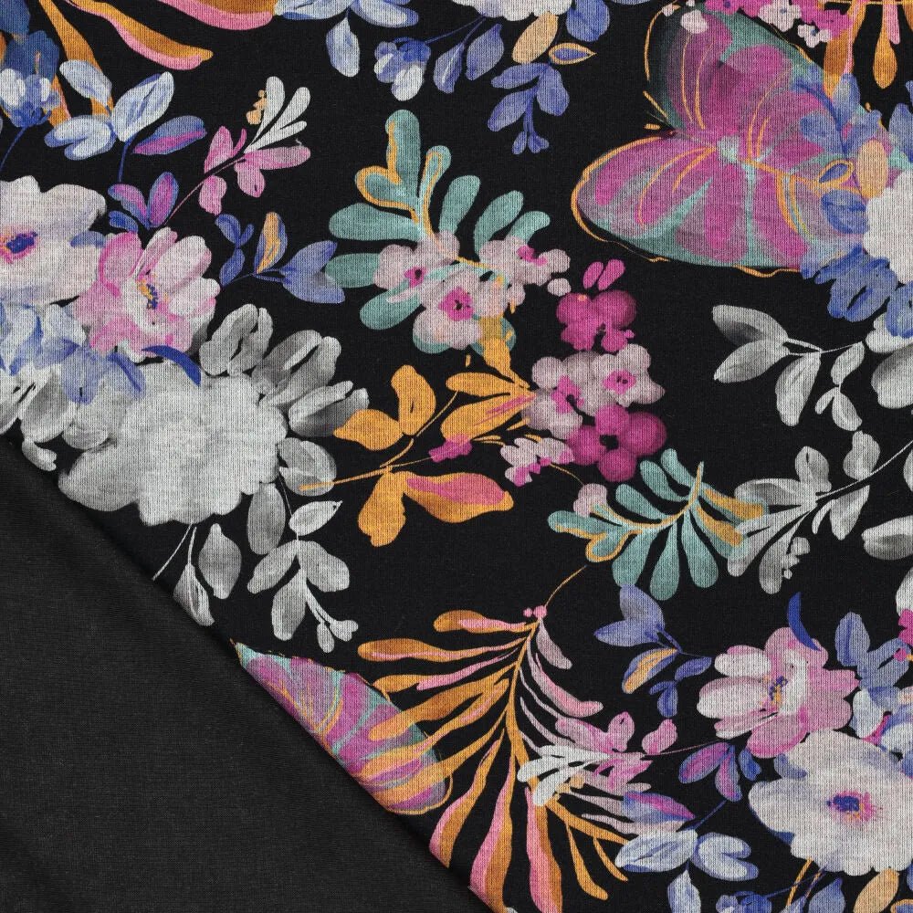 Punta di Roma trikotāžas audums - ziemas ziedi 240 g/m²