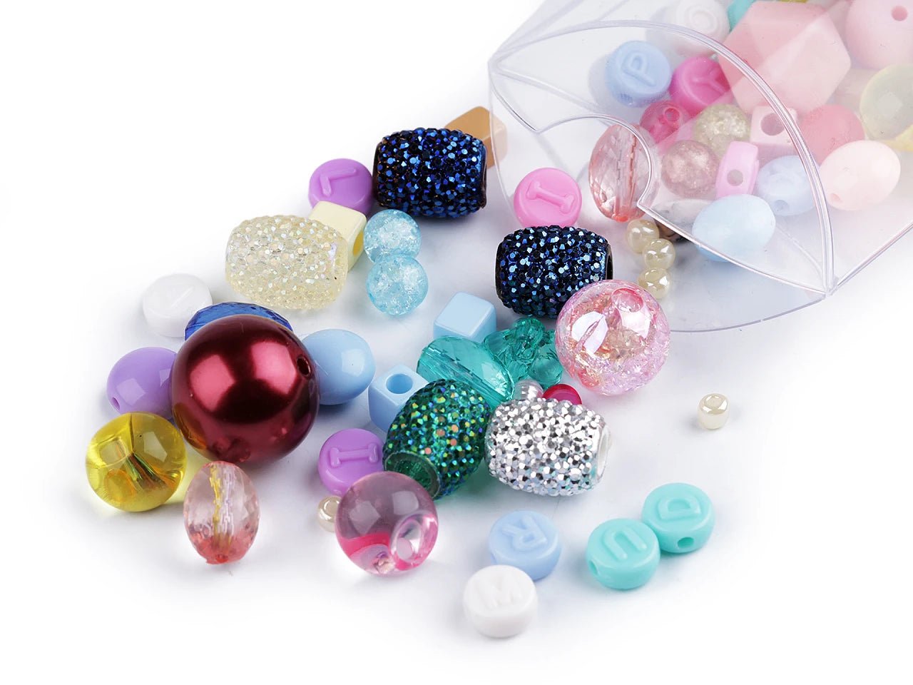 Radošs pērlīšu komplekts |plastmasa, stikls, metāls | 80 g