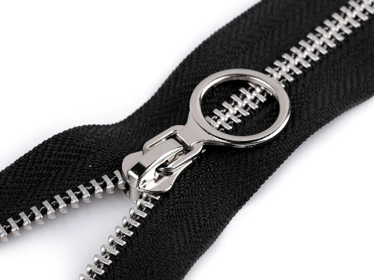 Attēls ar Rāvējslēdzējs atverams metāla - melns sudraba – pieejams Šarlotes audumi