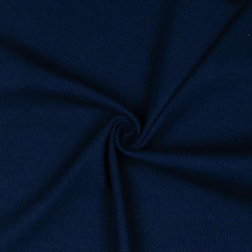 Rievotā kokvilnas trikotāža (RIB JERSEY) - tumši zila 240 g/m²