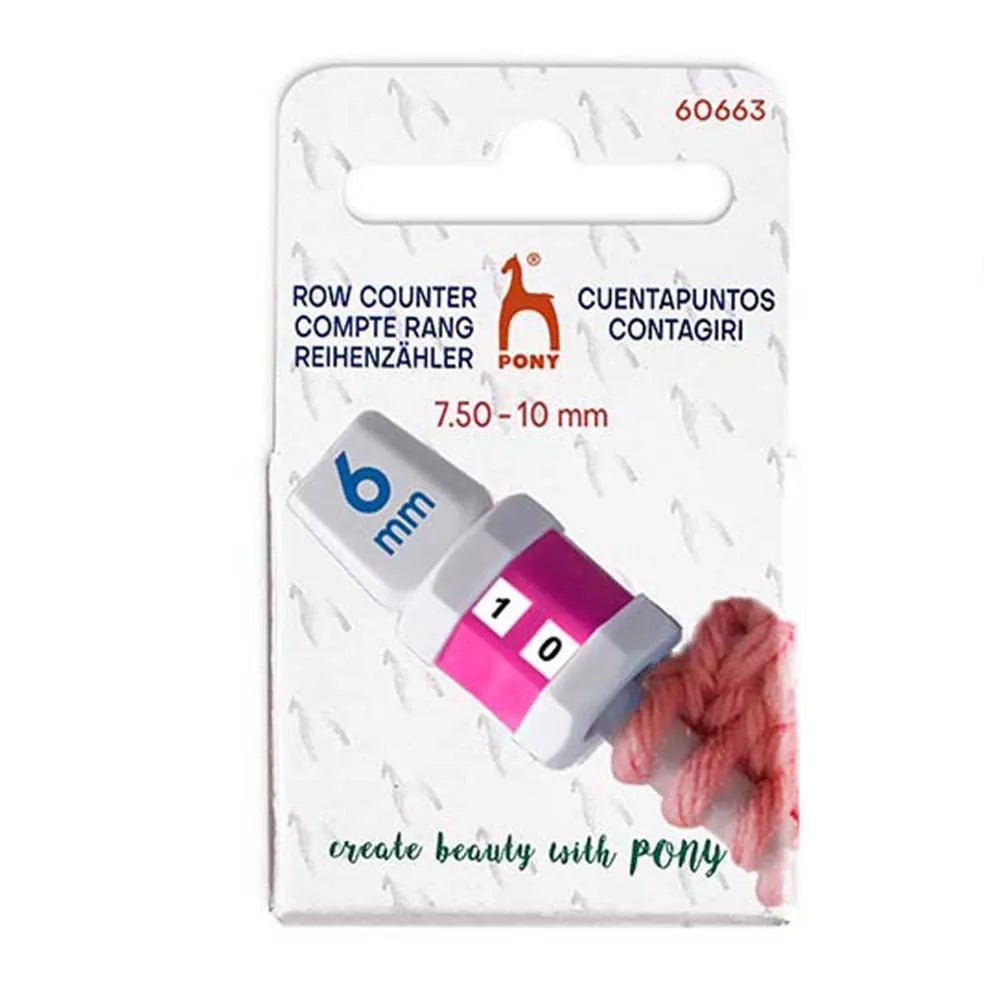 Image avec compteur de rangs Pony, tailles S et L, pour un tricot précis (2,00–7,50 mm) – disponible chez Šarlotes audumi