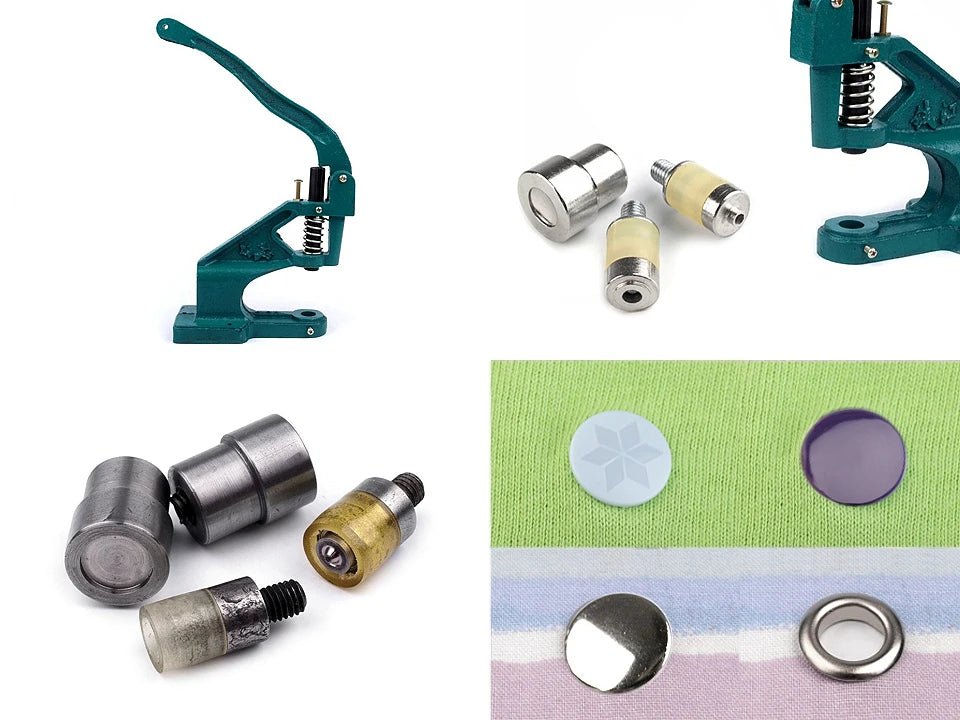 Rokas spiedpogu prese (piemērota actiņām, kniedēm, pogām)