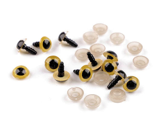 Rotaļlietu acis Ø10 mm - dzeltenas (iepakojumā 5 pāri)