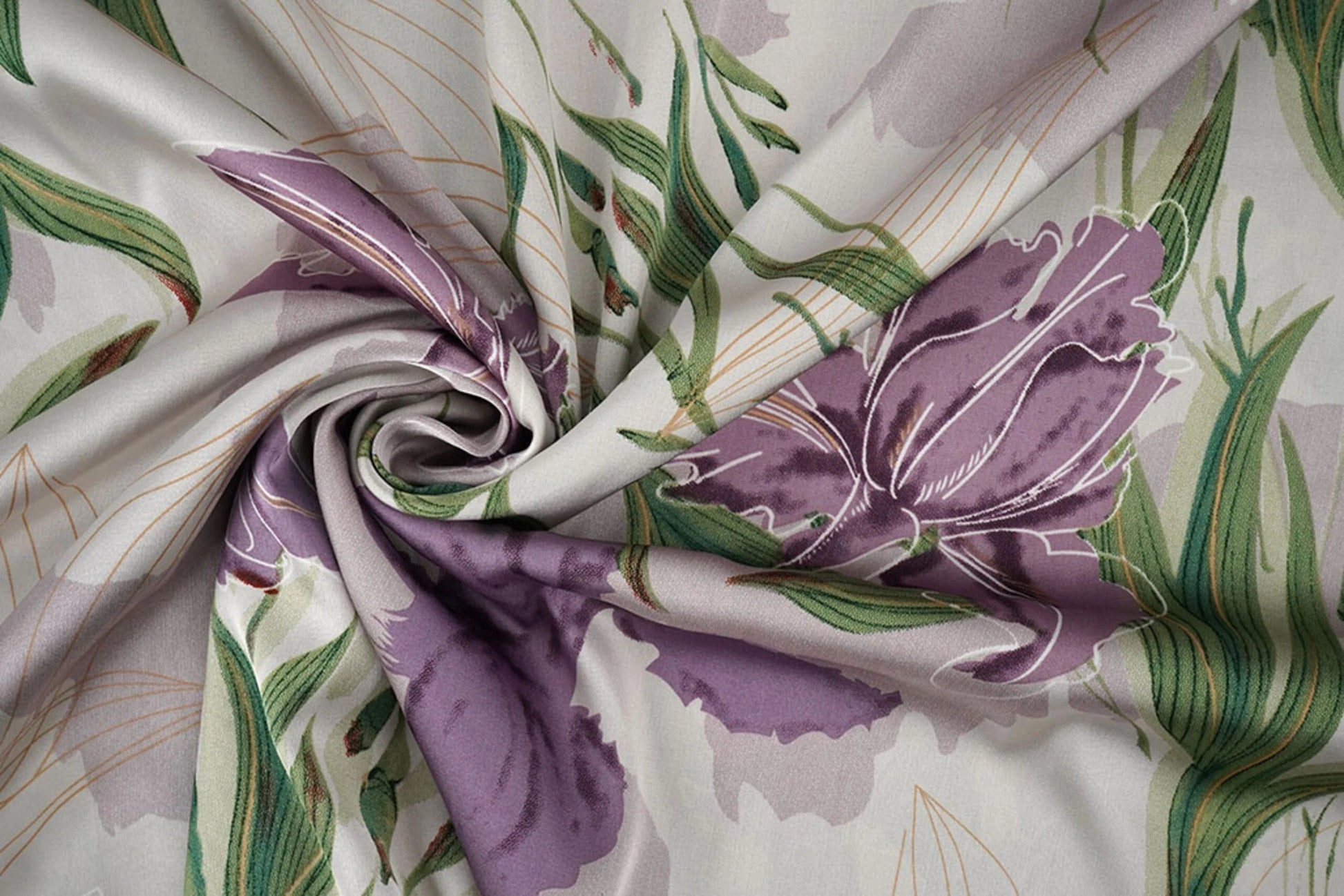 Satīns ar elastānu - lillā orhidejas 80 g/m²