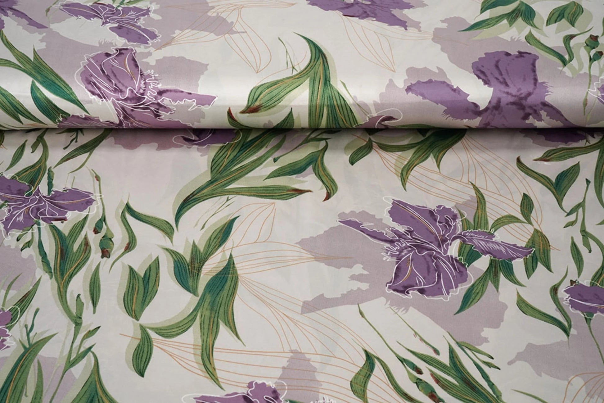 Satīns ar elastānu - lillā orhidejas 80 g/m²