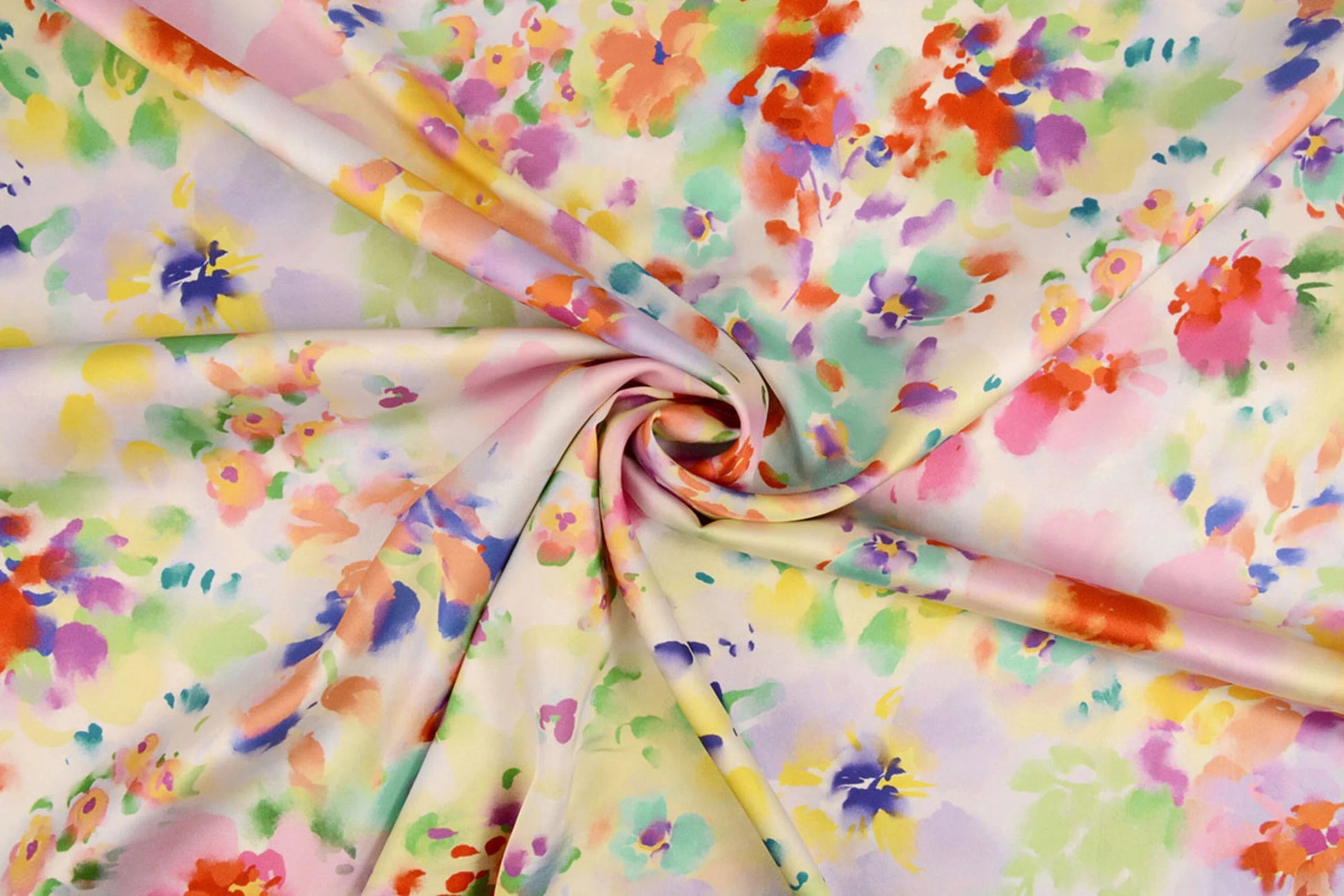Satīns ar elastānu - pavasara krāsu motīvs 80 g/m²