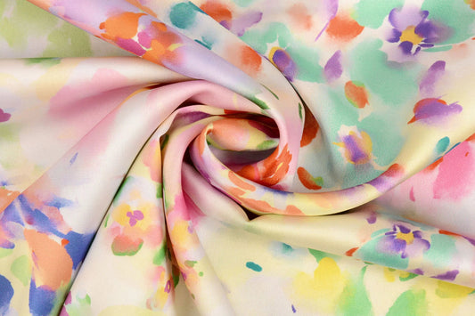 Satīns ar elastānu - pavasara krāsu motīvs 80 g/m²