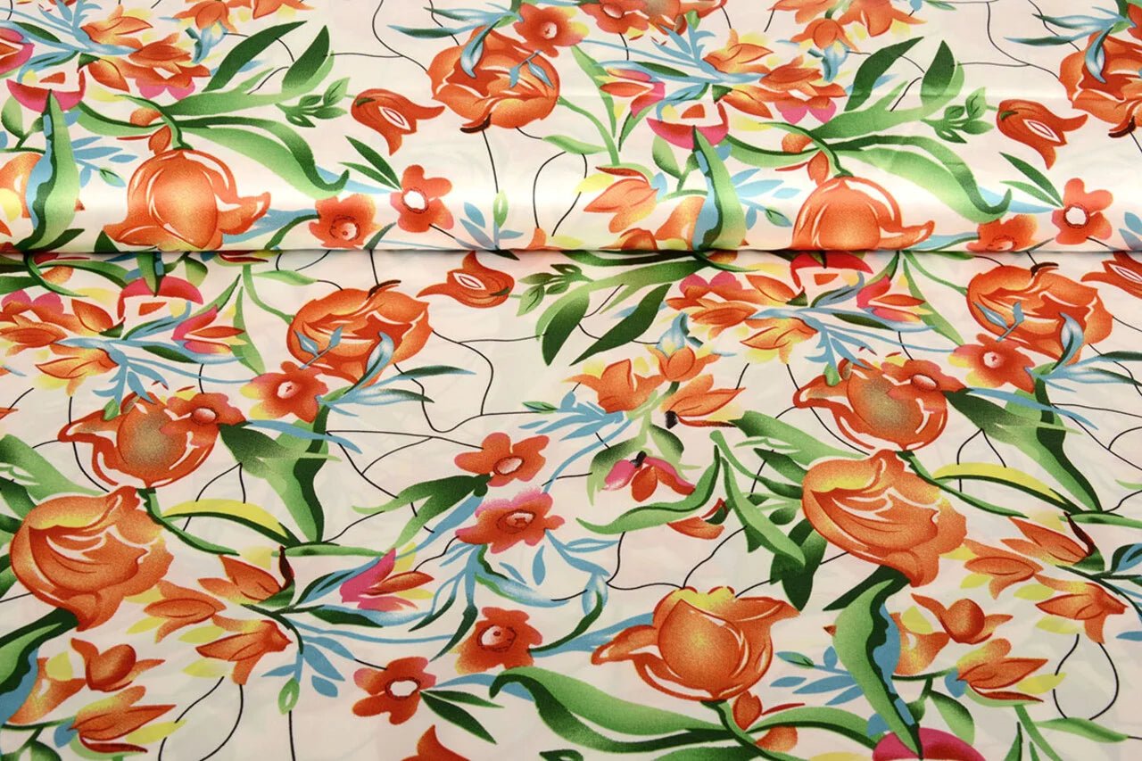 Satīns ar elastānu - tulpes 80 g/m²