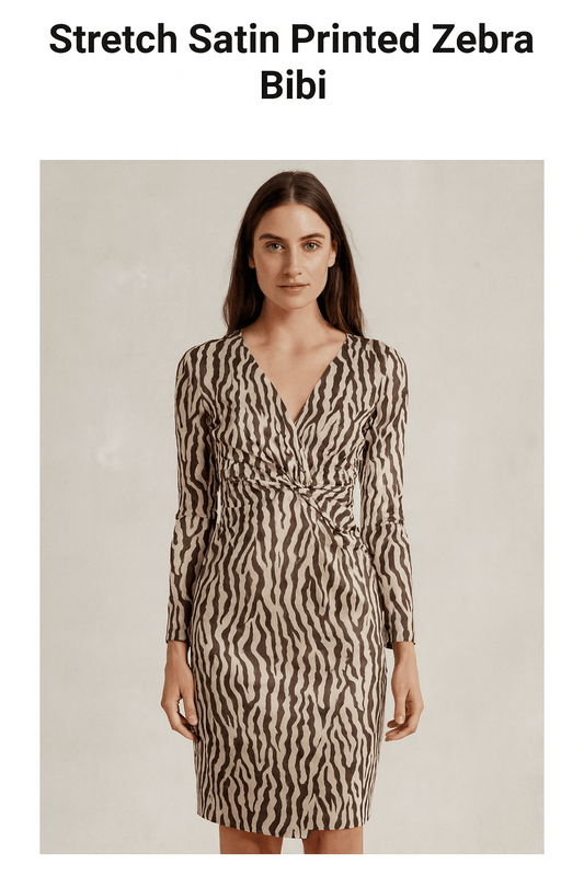 Satīns ar elastānu - zebra 80 g/m²