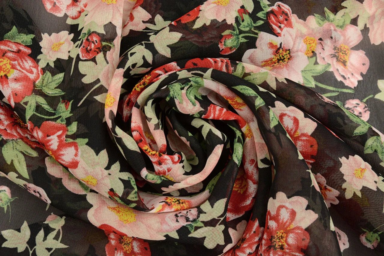 Šifons - rozes | 150 cm | 65 g/m²