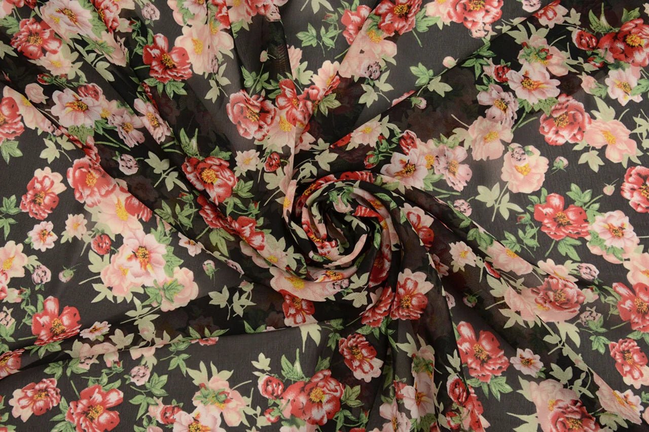 Šifons - rozes | 150 cm | 65 g/m²