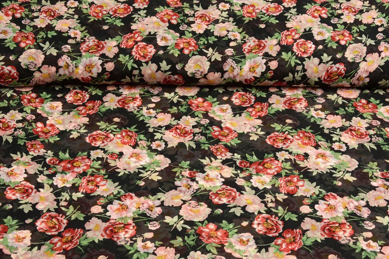 Šifons - rozes | 150 cm | 65 g/m²