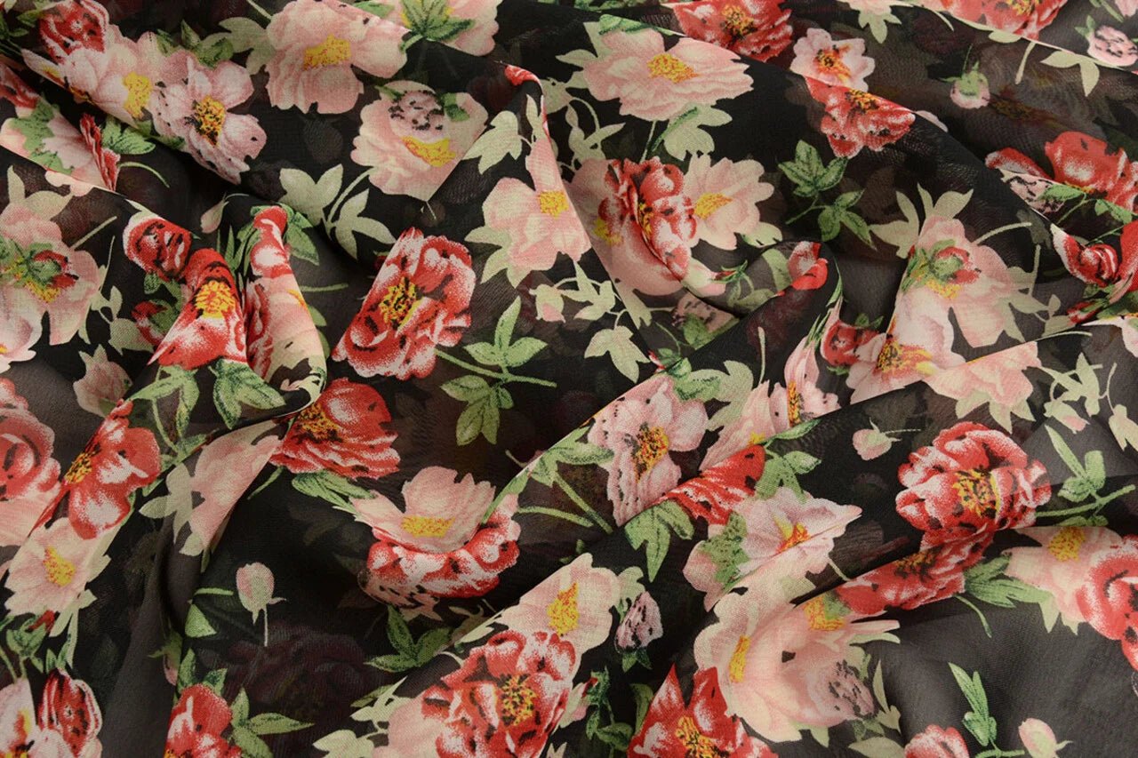 Šifons - rozes | 150 cm | 65 g/m²