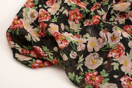 Šifons - rozes | 150 cm | 65 g/m²