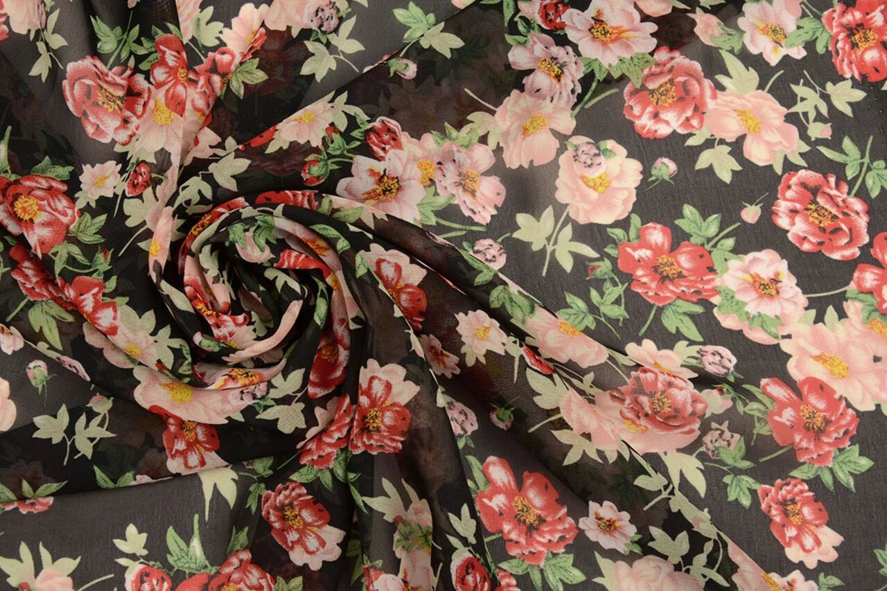 Šifons - rozes | 150 cm | 65 g/m²