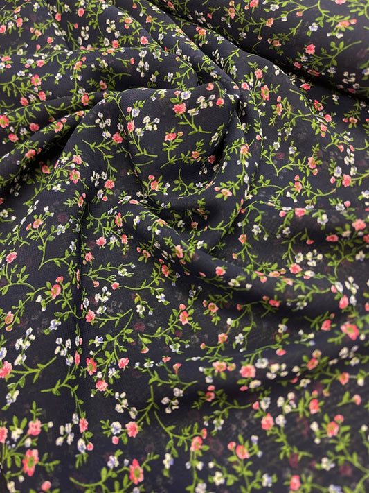 Šifons - smalks ziedu motīvs | 150 cm | 80 g/m²